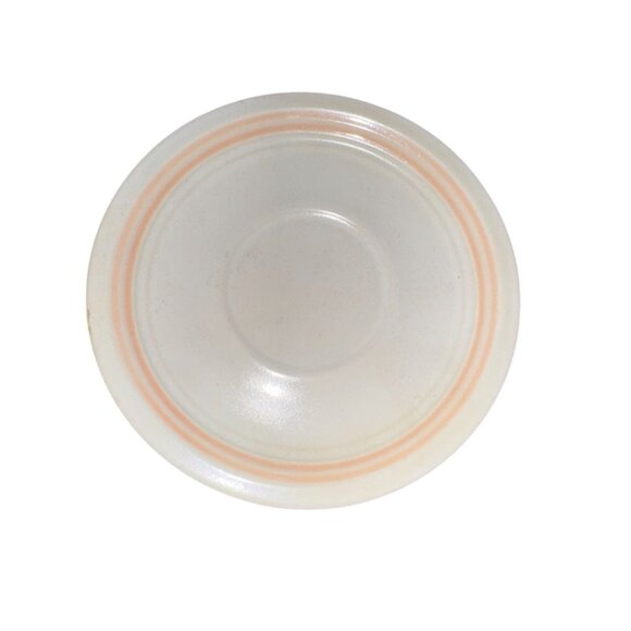 Set Of 8 Genuine Stoneware 6" Plates With Peach Rim Stripe - Picture 1 of 5